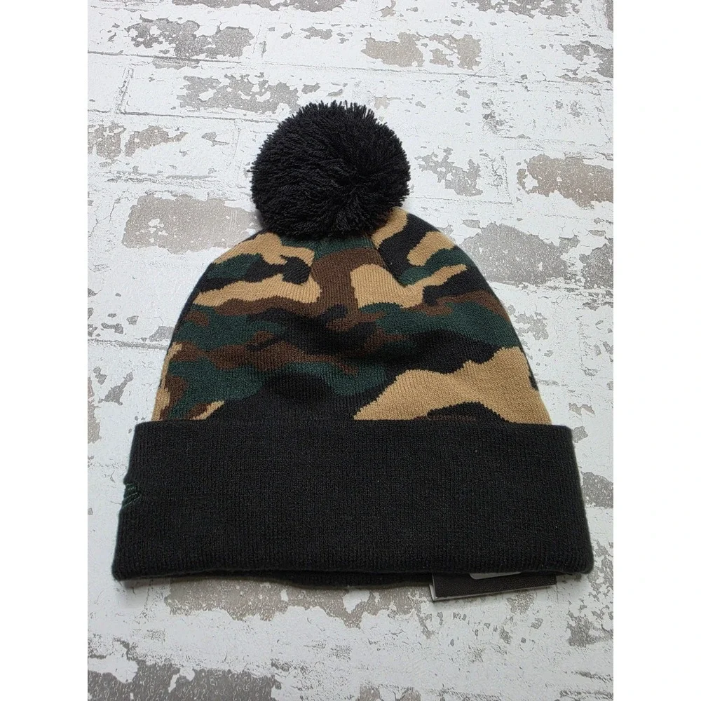 New Era Dallas Cowboys NFL Camo Beanie Knit Hat With Pom Black Green Camouflage